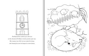 Interior pages from Ferdinand Fox's Big Sleep colouring book