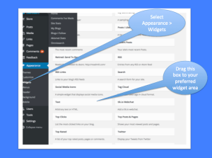 Image of Widgets inside WordPress Dashboard